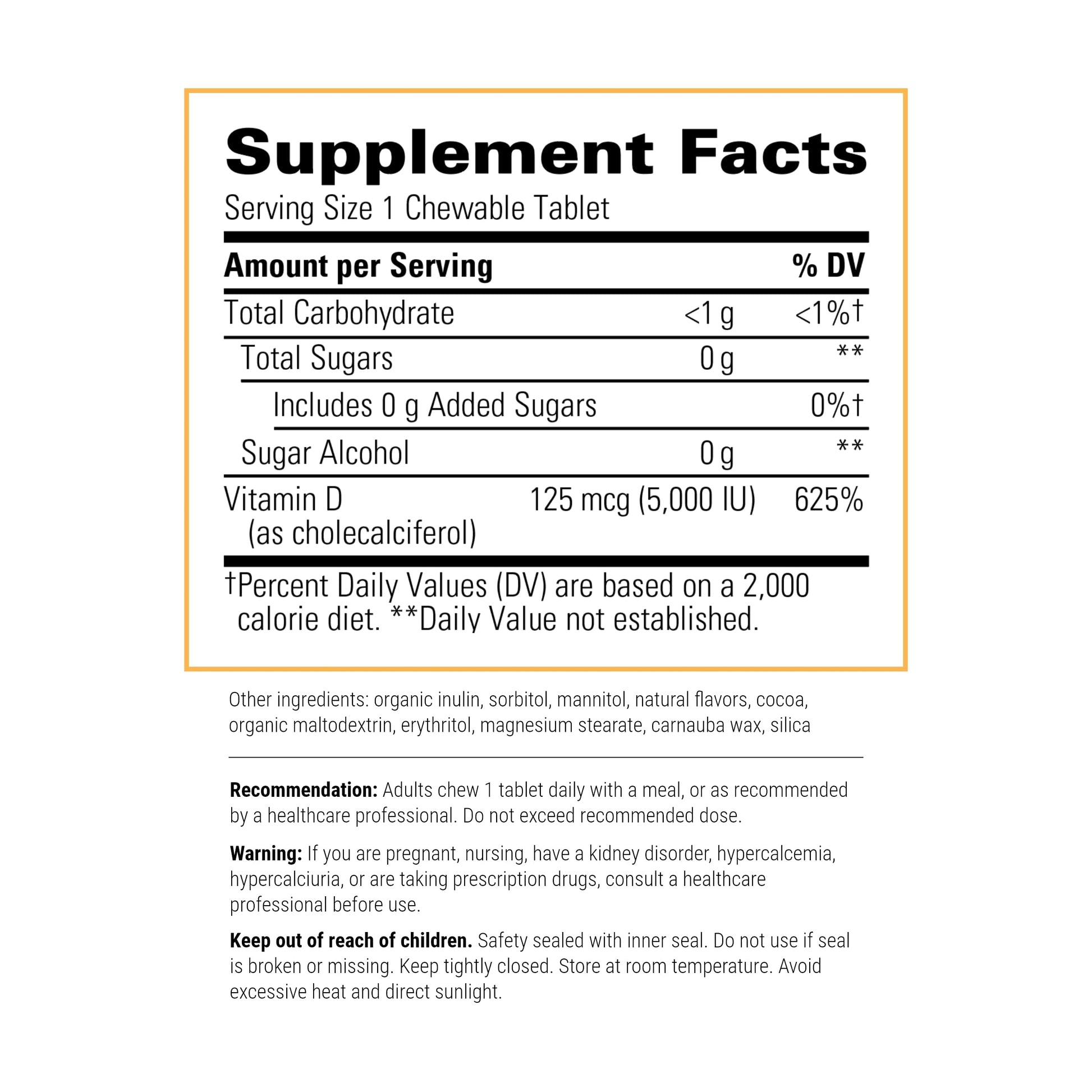 Frasco Vitamina D3 125 mcg masticable Integrative Therapeutics
