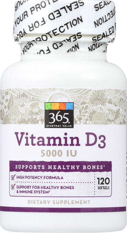 Frasco Vitamina D3 365 Everyday Value 120 cápsulas