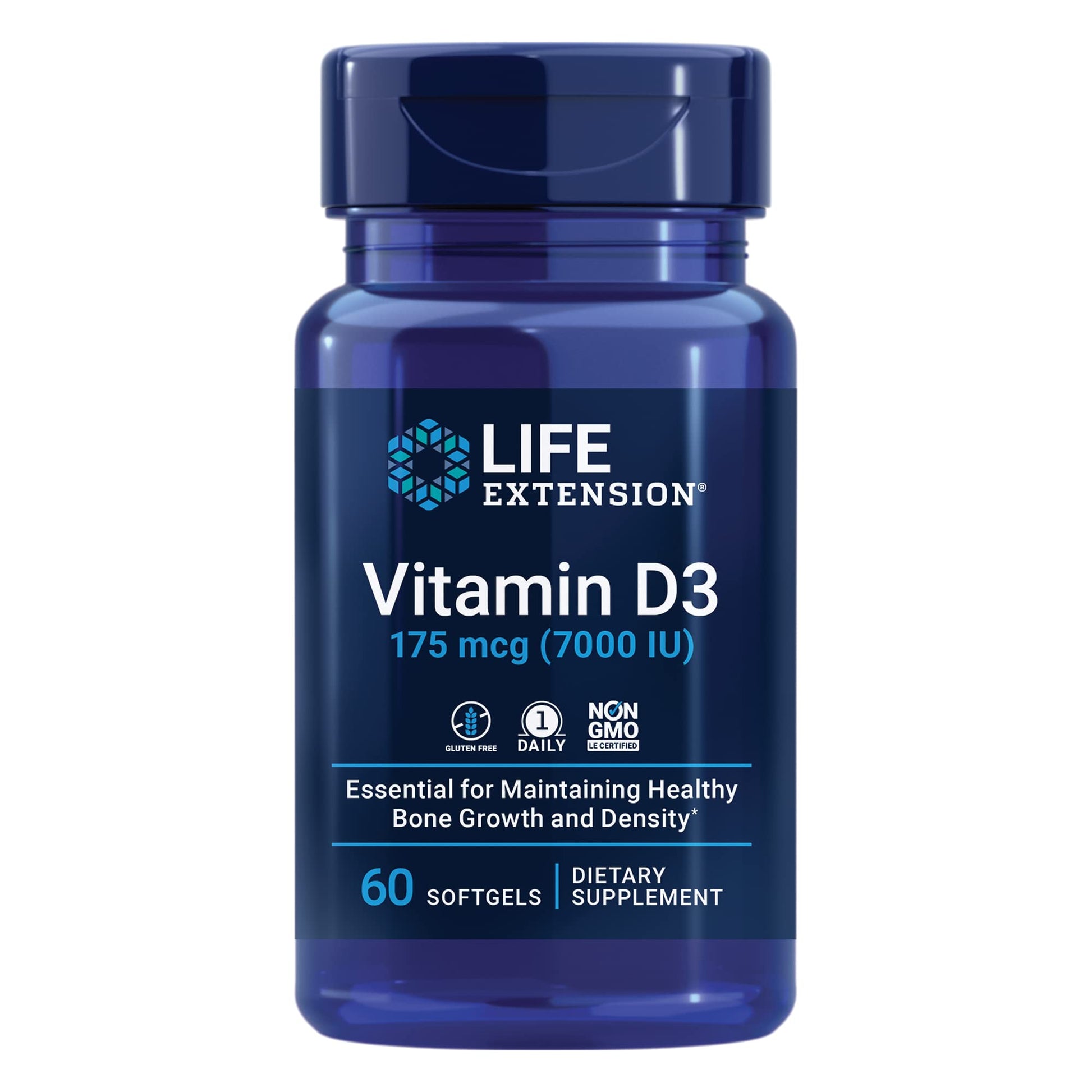 Frasco Vitamina D3 7000 UI Life Extension 60 cápsulas