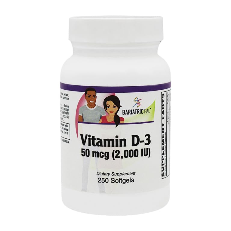 Frasco Vitamina D3 BariatricPal 2000 UI 250 cápsulas blandas
