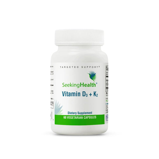 Frasco suplemento vitamina D3 5000 UI y K2 100 mcg Seeking Health