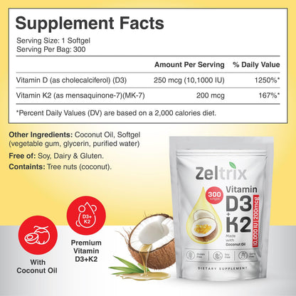 Frasco suplemento Vitamina D3 K2 para salud de huesos y corazón