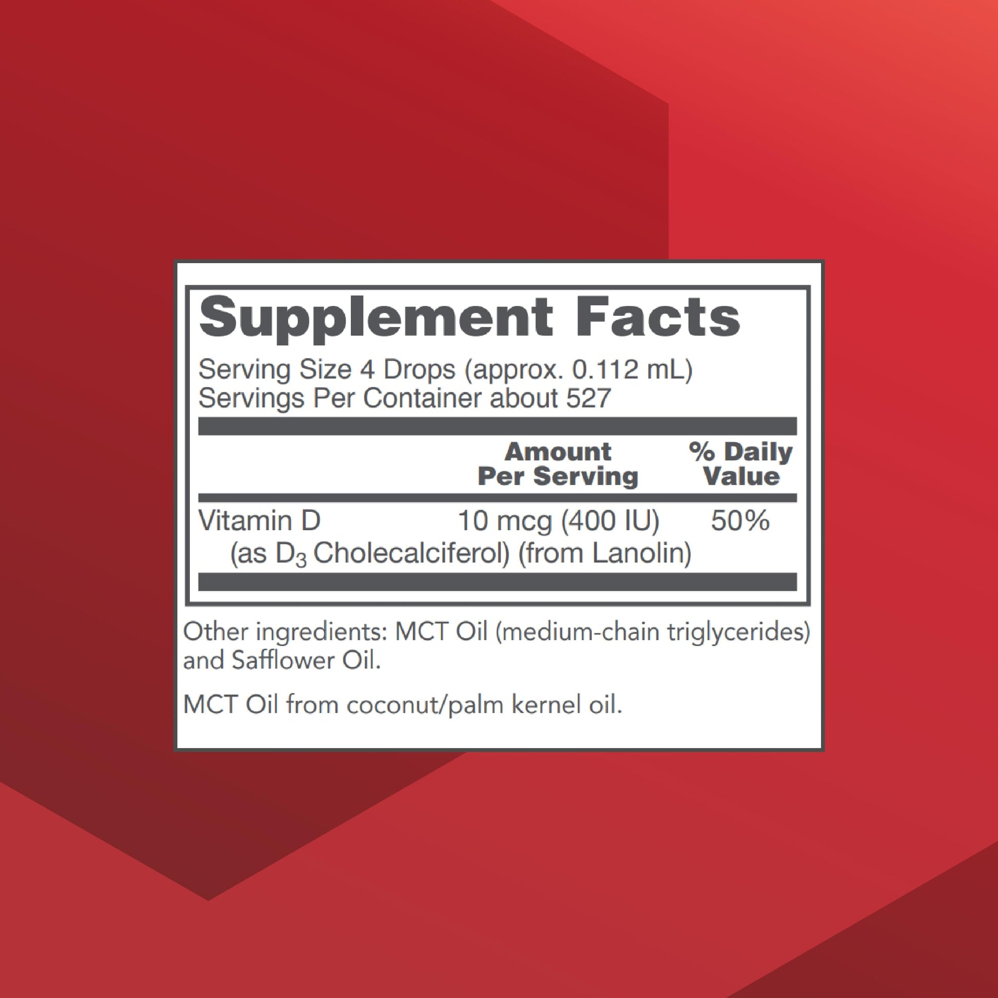 Frasco de vitamina D3 líquida para salud ósea y función inmune