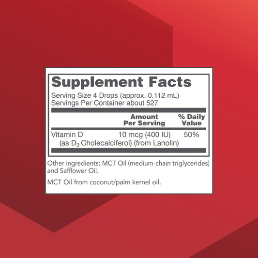 Frasco de vitamina D3 líquida para salud ósea y función inmune