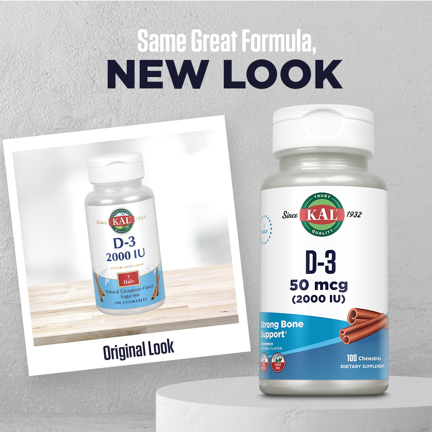 Frasco vitamina D3 masticable Kal para salud y sistema inmune