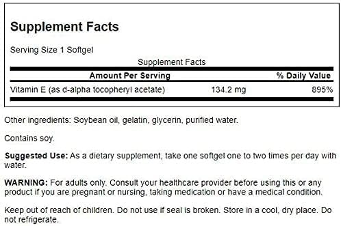 Frasco de vitamina E Swanson suplemento antioxidante