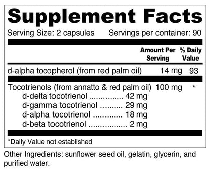 Frasco vitamina E tocotrienol Wellness Resources suplemento