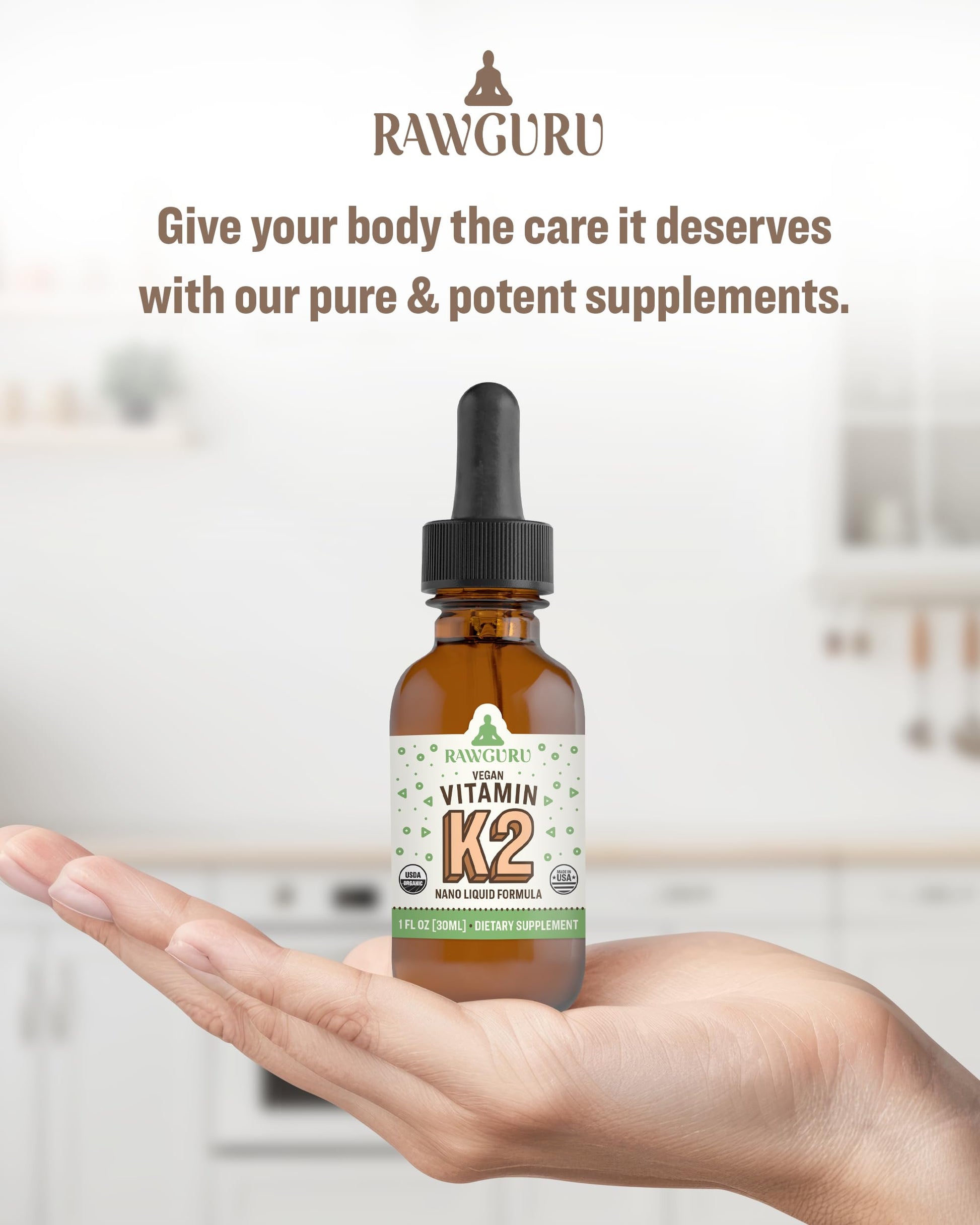 Frasco de vitamina K2 RawGuru con minerales naturales