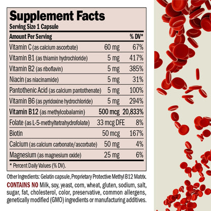 Frasco de vitaminas Andrew Lessman B12 metilcobalamina 360 cápsulas