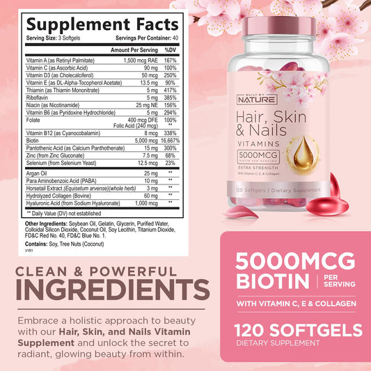 Frasco de vitaminas con biotina para uñas y piel