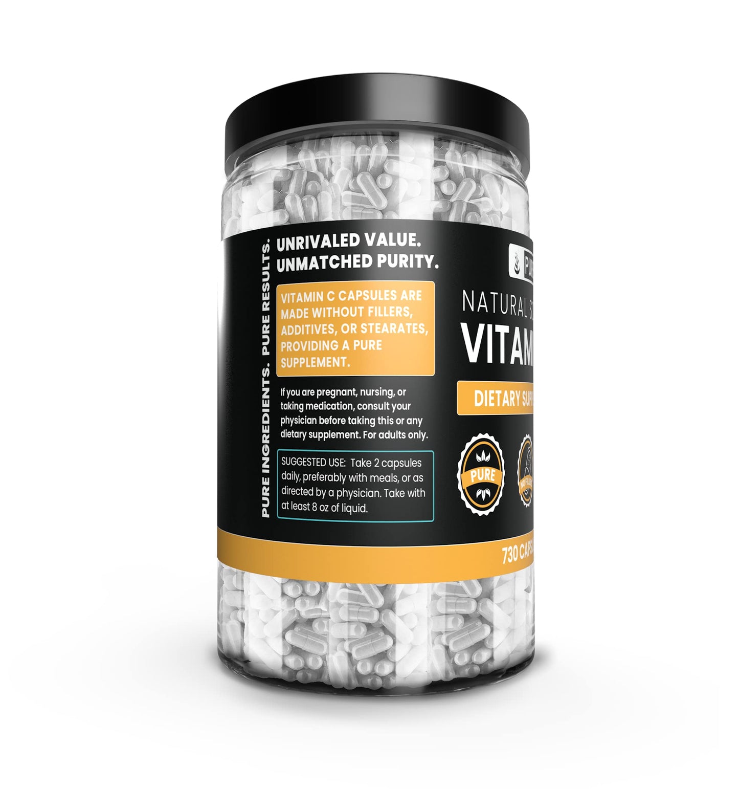 Frasco vitaminas C 730 capsulas vista trasera