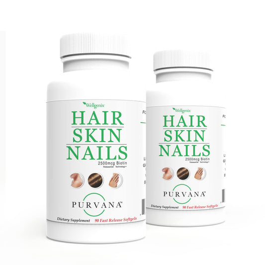 Frasco vitaminas cabello piel uñas Purvana 90 cápsulas