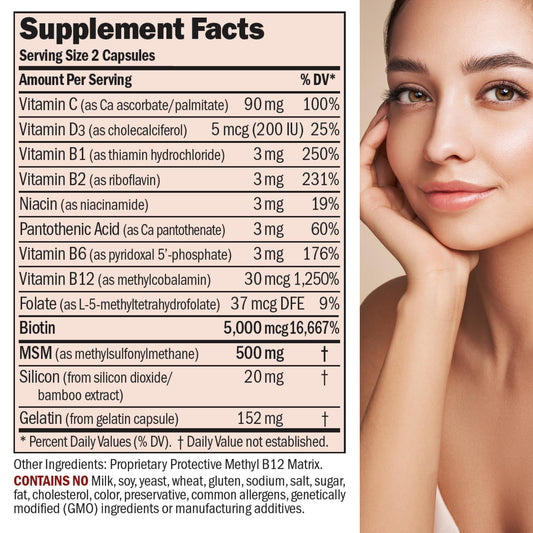 Frasco vitaminas para cabello piel y uñas sin aditivos Andrew Lessman
