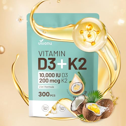 Frasco de vitaminas D3 K2 10000 UI VivoNu gummies