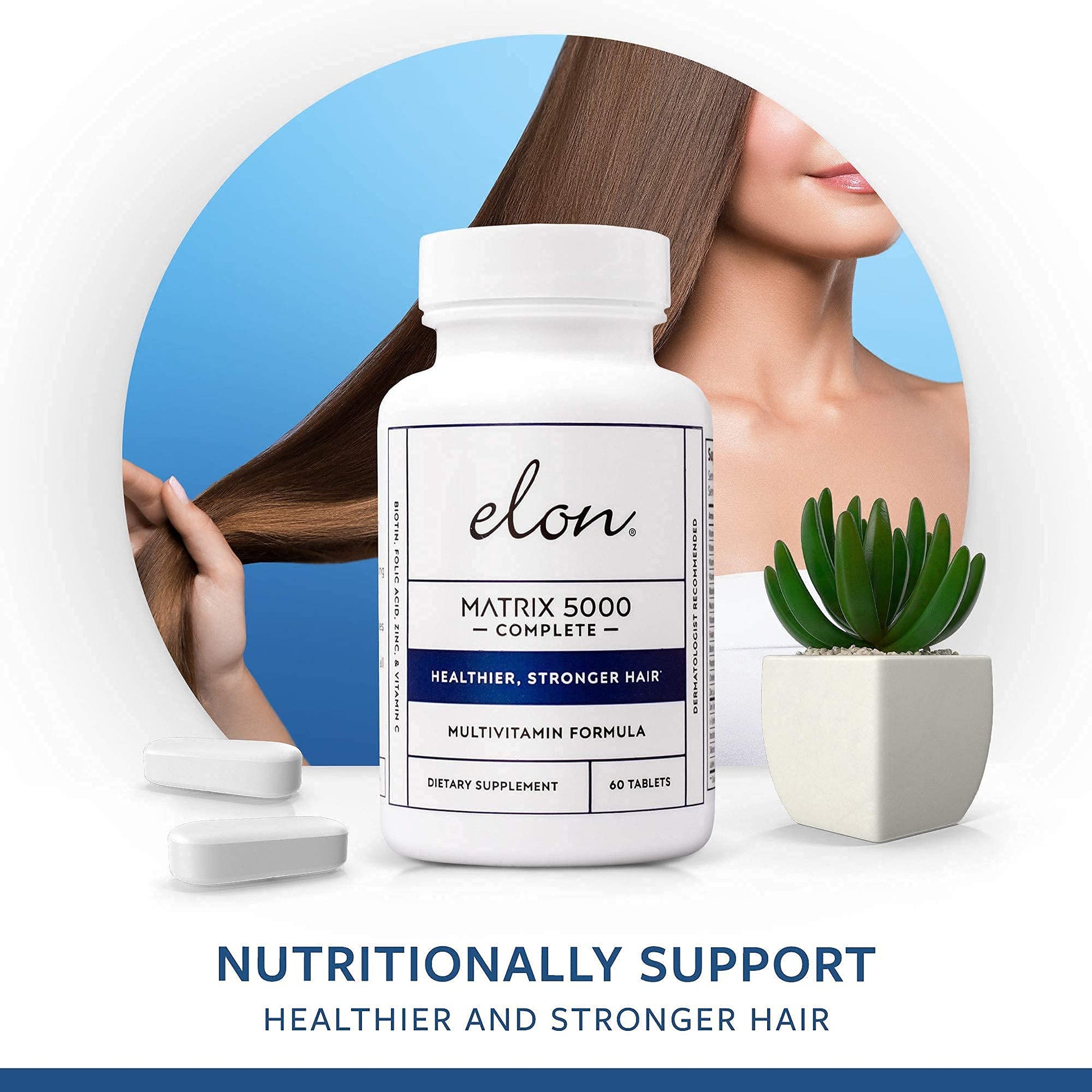 Frasco vitaminas Elon Matrix 5000 con biotina 5000 mcg