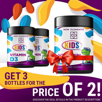 Frasco de vitaminas masticables D3 para niños
