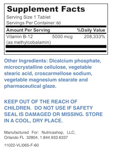 Frasco de vitaminas metilcobalamina para energía NUTRICASHOP