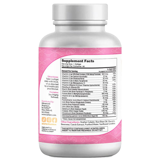 Frasco vitaminas prenatal Zahler Mighty Mini