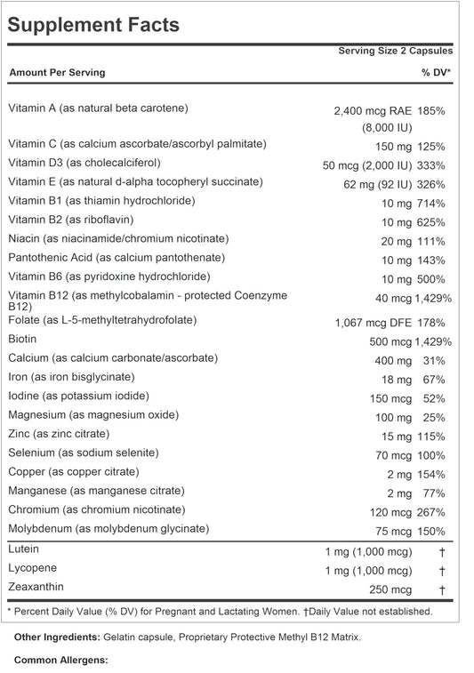 Frasco vitaminas prenatales ANDREW LESSMAN 60 cápsulas