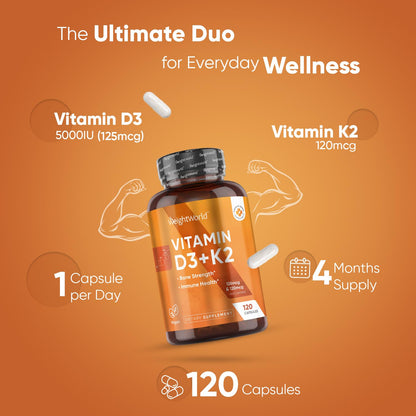 Frasco WeightWorld suplemento vitamina D3 y K2 vegano