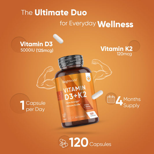 Frasco WeightWorld suplemento vitamina D3 y K2 vegano