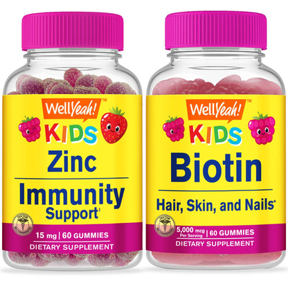 Frasco WellYeah zinc 15mg y biotina para niños en gummies