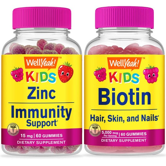 Frasco WellYeah zinc 15mg y biotina para niños en gummies
