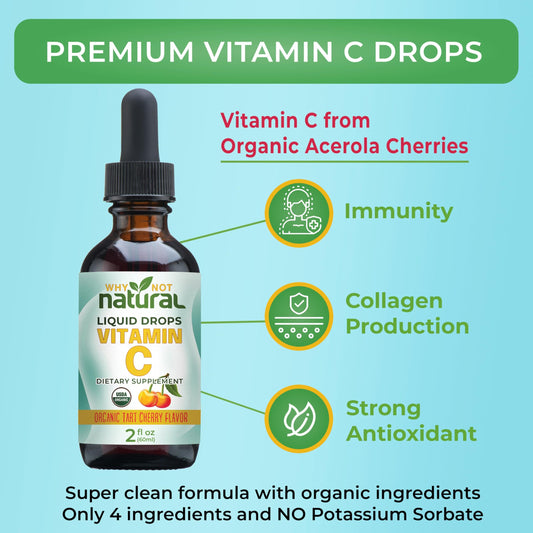 Frasco Why Not Natural gotas vitamina C líquido orgánico