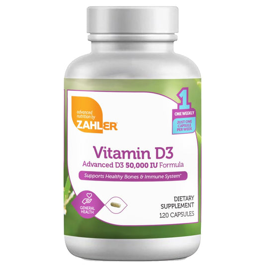 Frasco Zahler Vitamina D3 Avanzada 50000 UI 120 cápsulas
