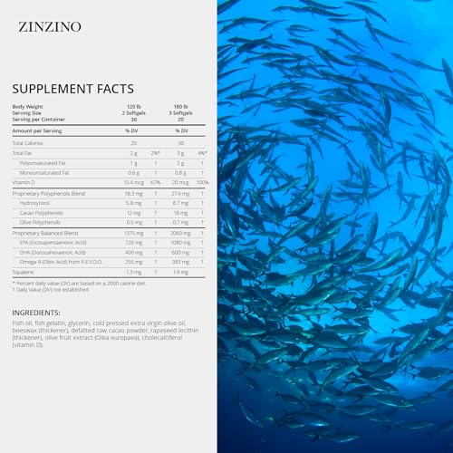 Frasco Zinzino Essent+ con 60 cápsulas blandas
