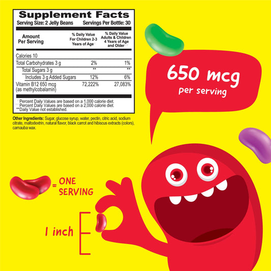Frasco de jelly beans de vitamina B12 VitaWorks Kids para niños