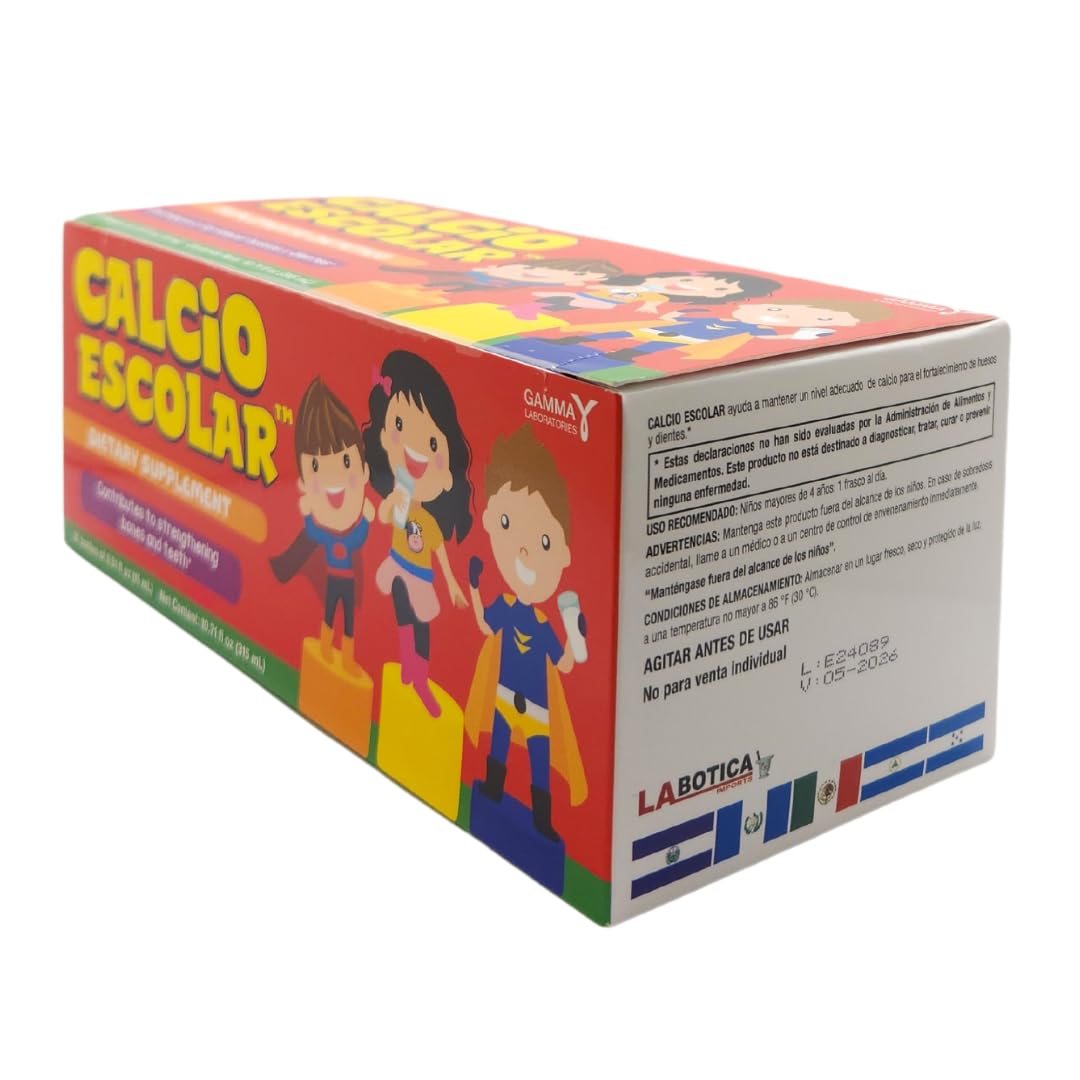 Frascos de Calcio Escolar suplemento para niños