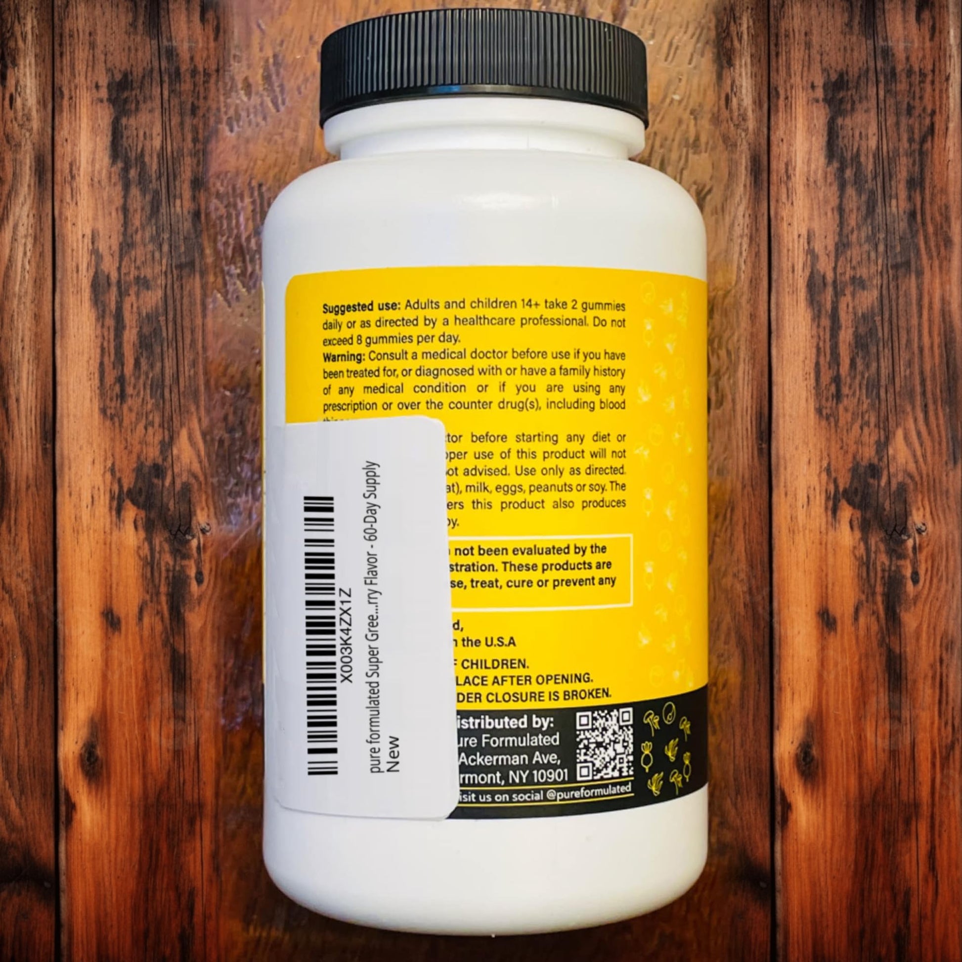 Frascos de gomitas multivitamínicas super greens