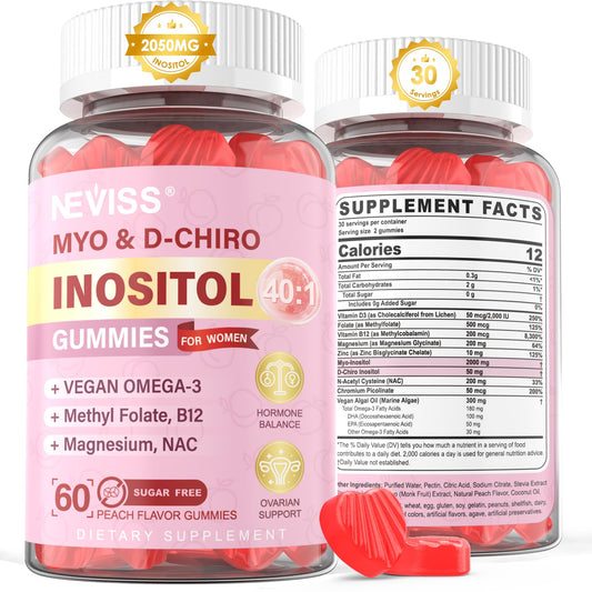 Frasco gomitas NEVISS inositol 40-1 sin azúcar visión frontal