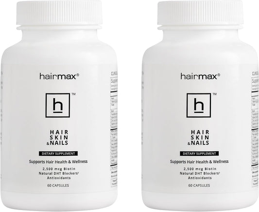 Frascos Hairmax suplemento cabello piel uñas pack 2
