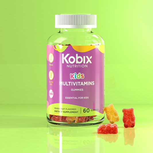Frasco gomitas multivitaminas Kobix para niños saludable y natural