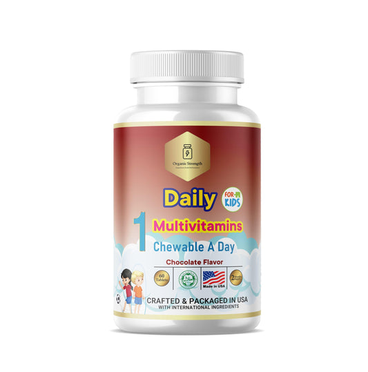 Frasco de multivitaminas masticables halal para niños de Organic Strength