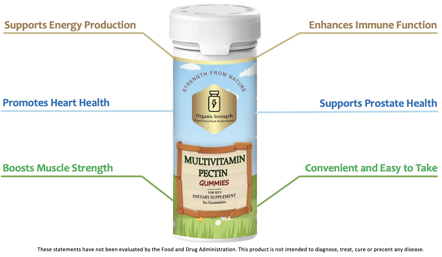 Frascos de multivitaminas de pectina para hombres