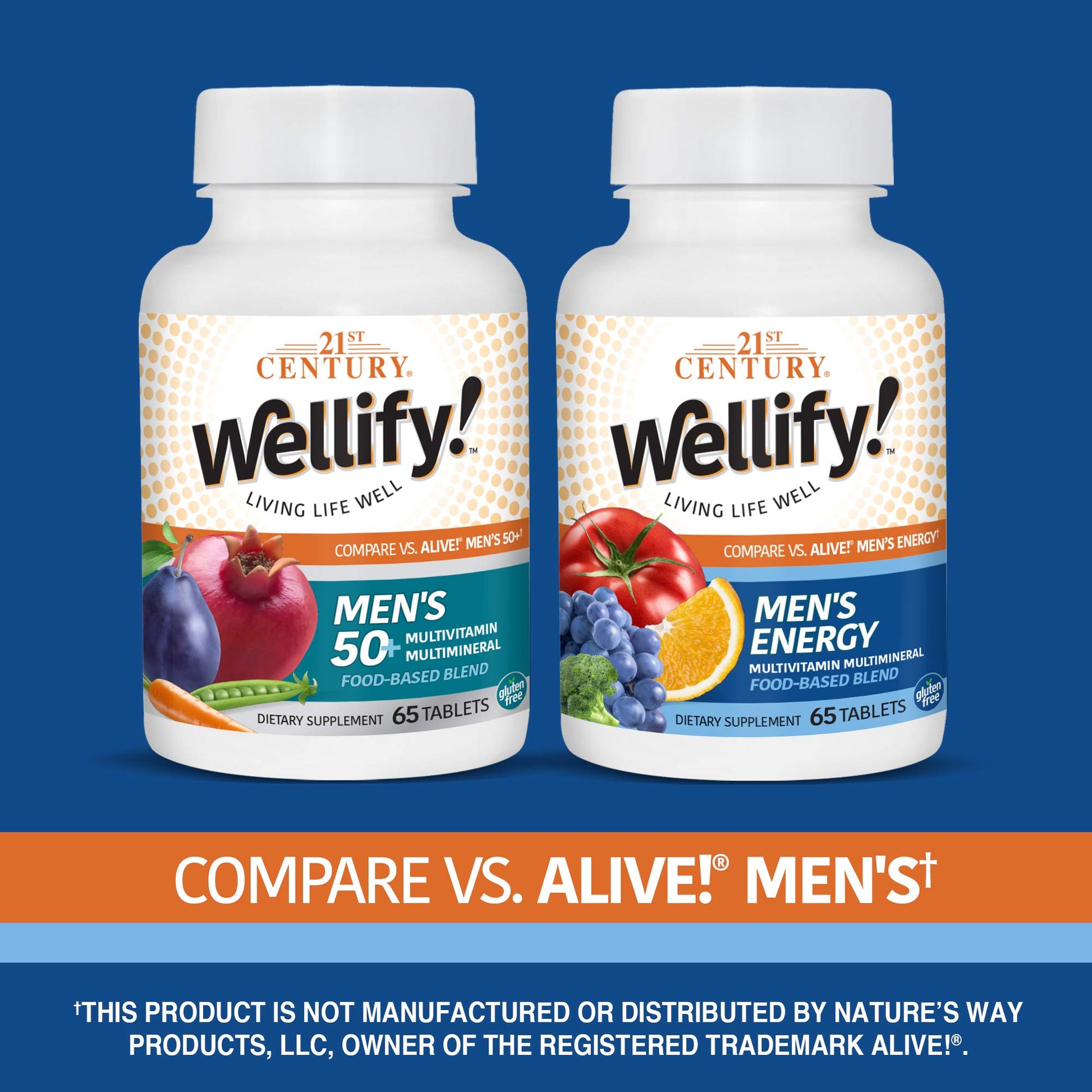 Frascos de multivitaminas Wellify para hombre