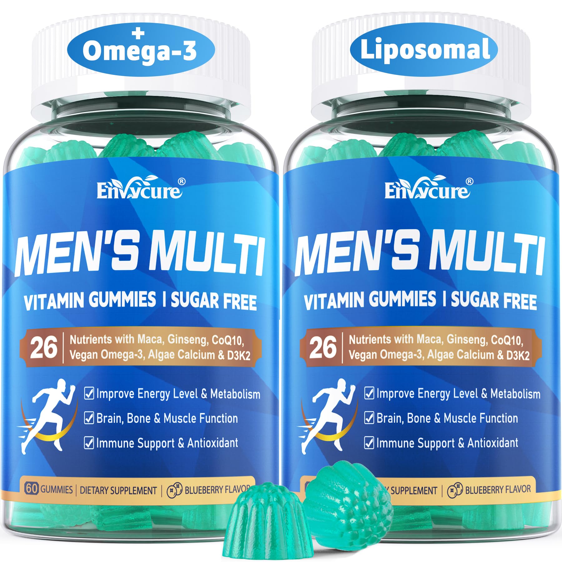 Frasco doble multivitamínico para hombres sin azúcar