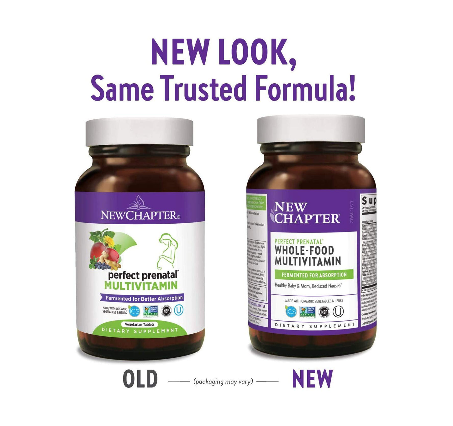 Frascos multivitamínico prenatal New Chapter con vegetales orgánicos