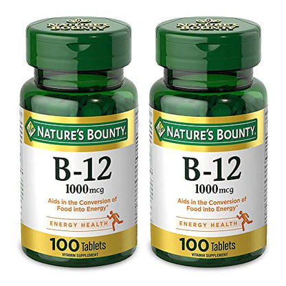Frascos Nature's Bounty de vitamina B12 natural 1000 mcg