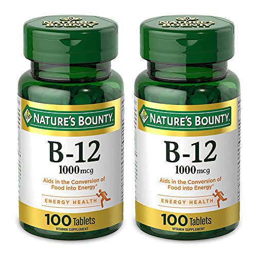 Frascos Nature's Bounty de vitamina B12 natural 1000 mcg