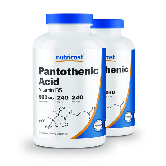 Frascos Nutricost ácido pantoténico vitamina b5 500 mg 240 cápsulas