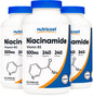 Frascos Nutricost de niacinamida 500mg vitamina B3 240 cápsulas