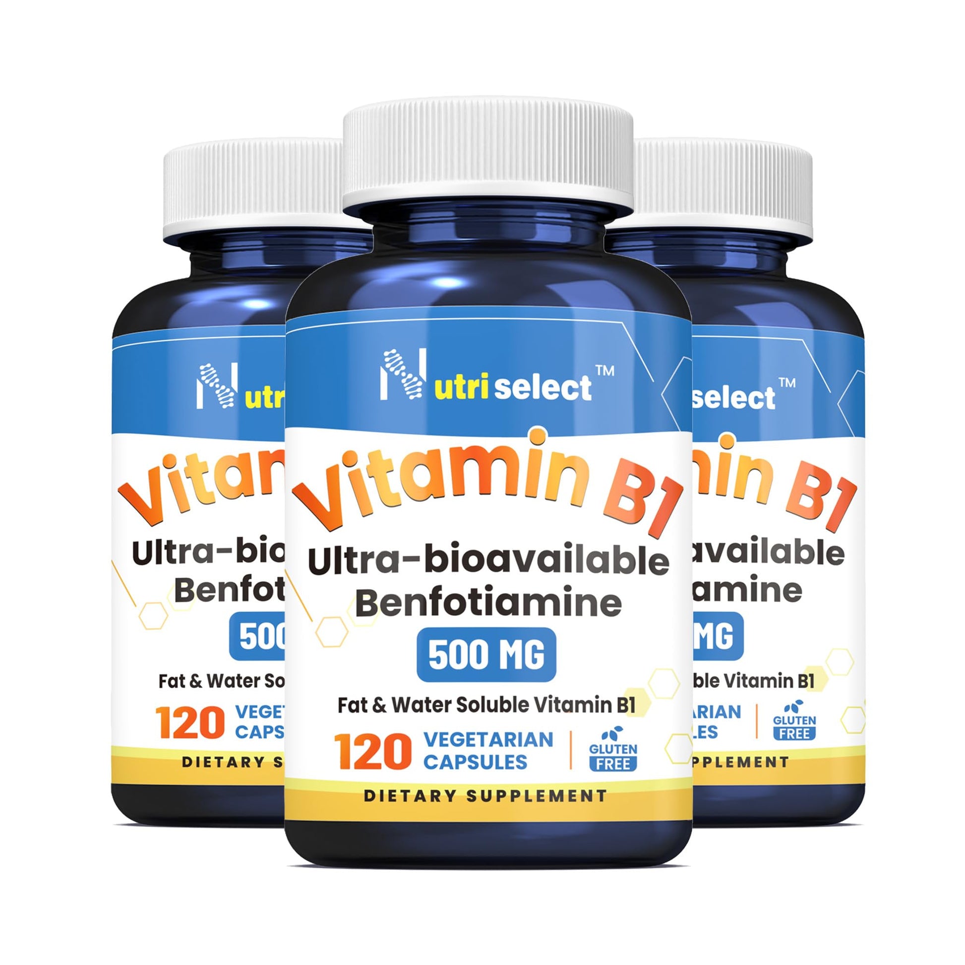 Frascos Vitamina B1 500mg NUTRISELECT 120 cápsulas veganas