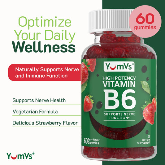 Frascos de yum-v's vitaminas b6 gomitas para nervios e inmunidad