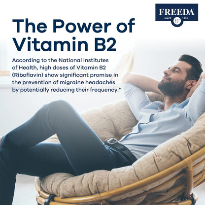 Suplemento vitamina b2 freeda cápsulas vista arriba