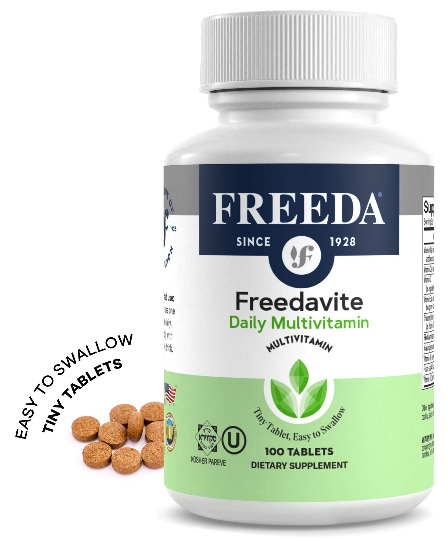 Freedavite multivitamínico con bandera de Estados Unidos.