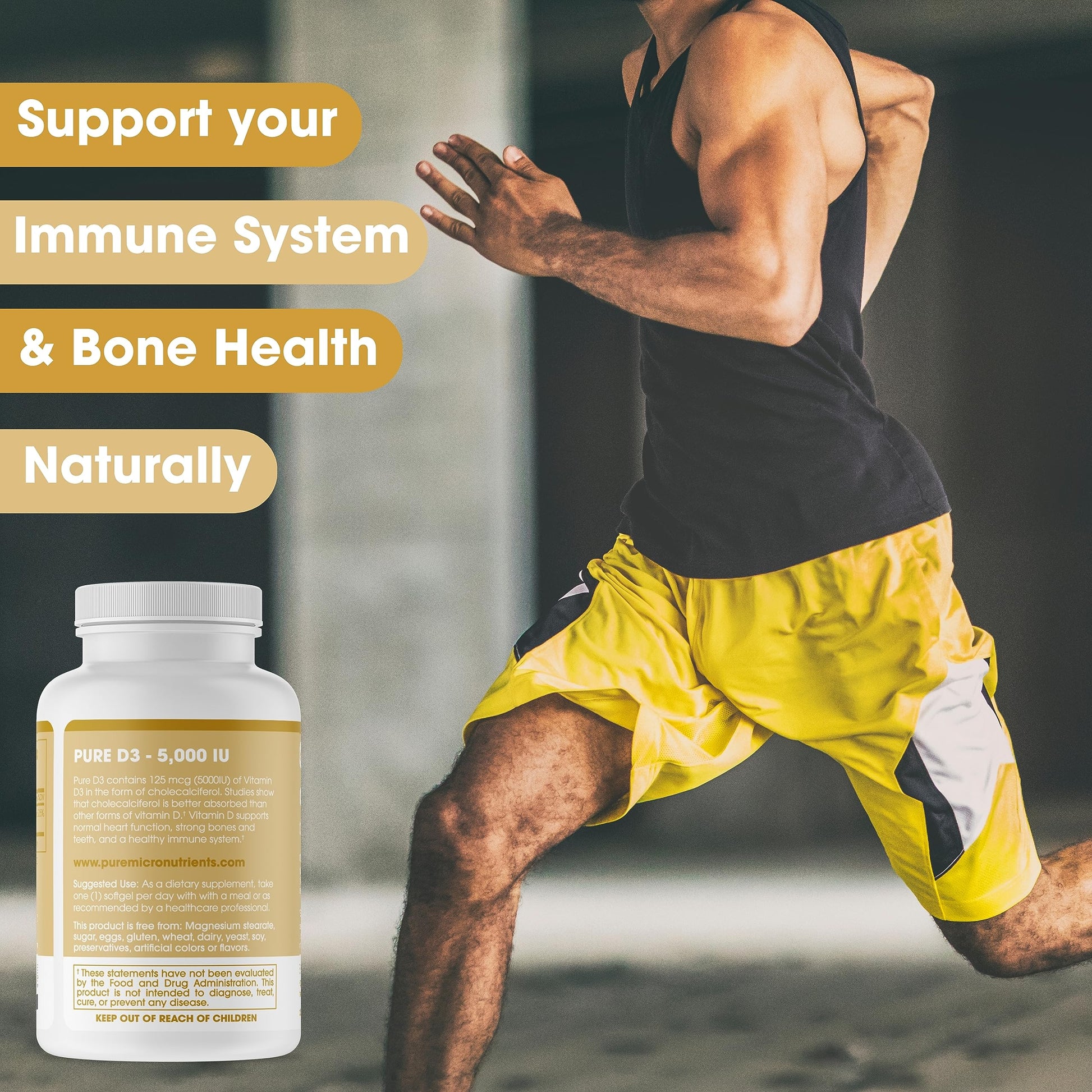 Frontal empaque Pure Micronutrients vitamina D3 cápsulas blandas